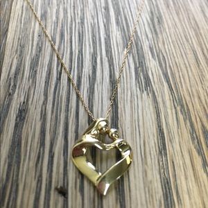 10k yellow Gold MOTHER&CHILD Pendant &10K Necklace
